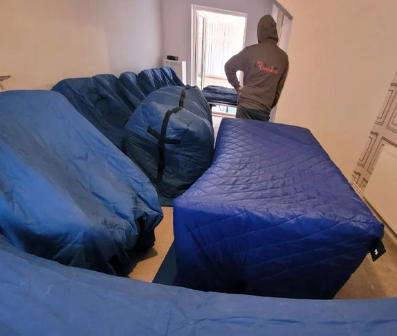 furniture in protective covers